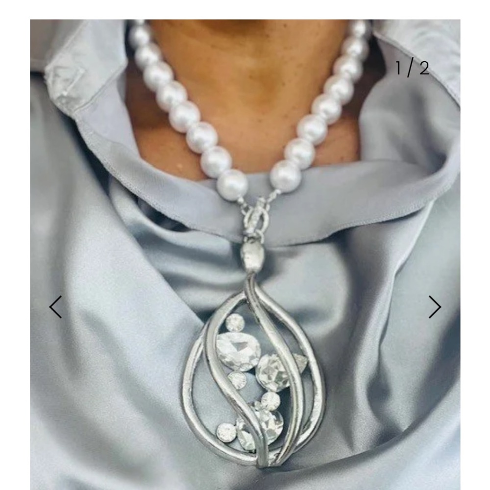 Elegant Silver and White Pearl Necklace (Silver, Gold and Multi Gold) $25 each)